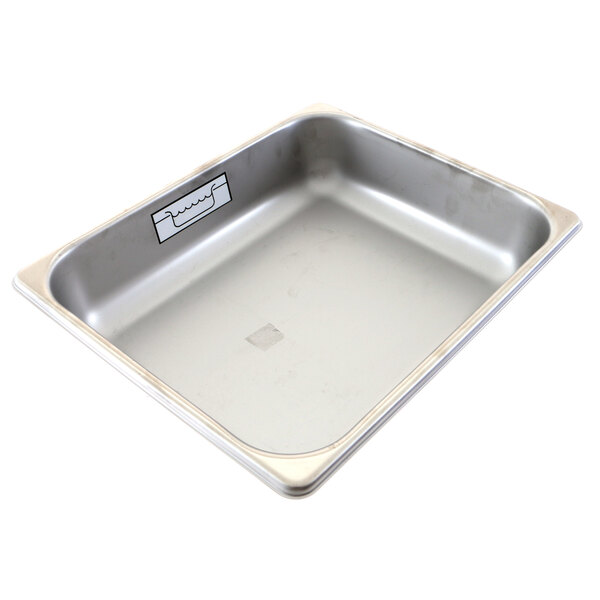 A silver rectangular metal Duke stainless steel pan on a counter.