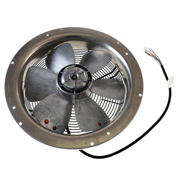 A metal Jackson 208v exhaust fan with a wire.