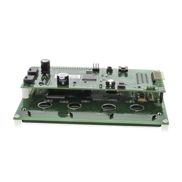 A green circuit board for a Cornelius refrigerated beverage dispenser with four buttons.