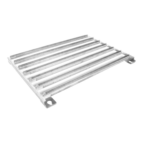 A white metal rack support with four bars.