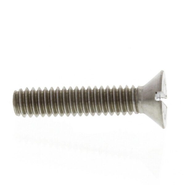 A close-up of a Cleveland stainless steel screw with a white background.