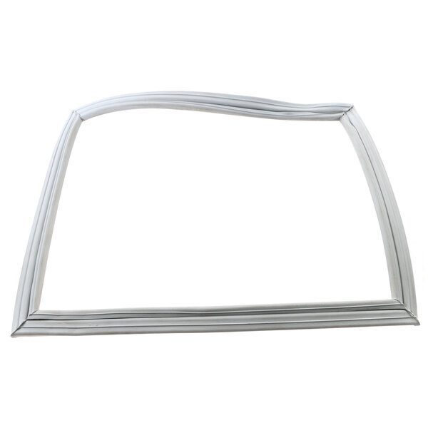 A white rectangular door gasket with a silver trim.