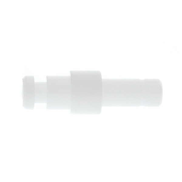 A white plastic pipe with a round cap.
