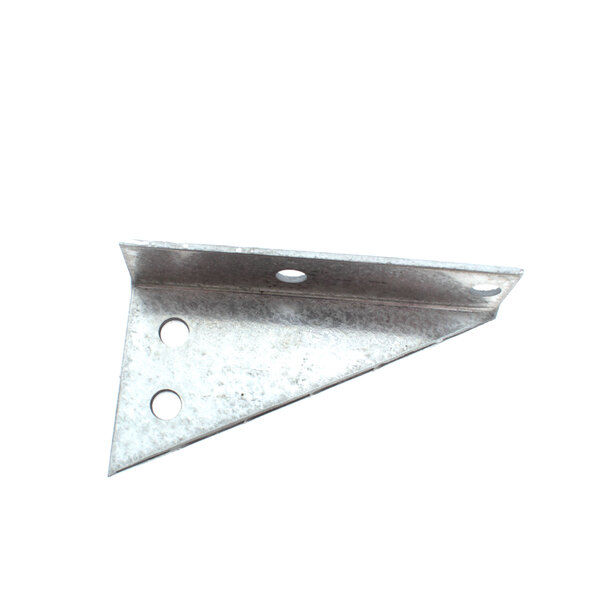 A metal bracket with holes in the corners.