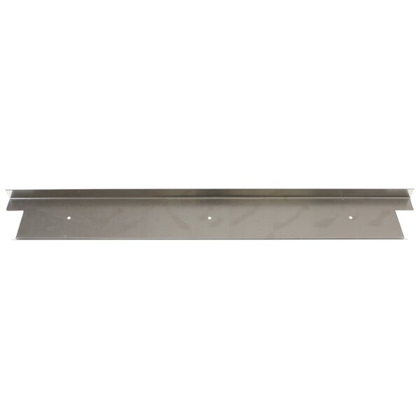 A stainless steel Norlake threshold shelf with two holes.
