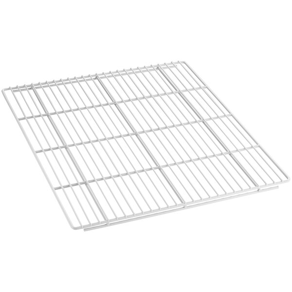 A white metal grid shelf for Beverage-Air refrigerators.