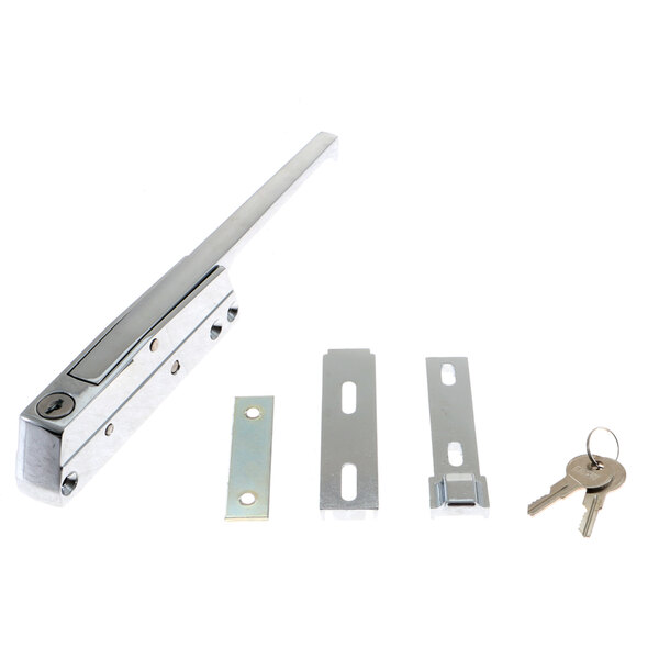 A white rectangular Kason door handle with a key slot.