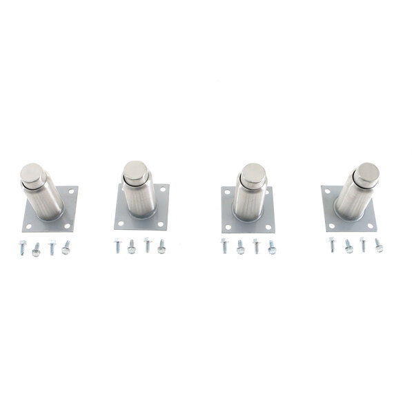 Four silver metal Perlick 57933 leg knobs with screws.