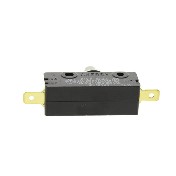 A black Scotsman switch with two yellow wires.