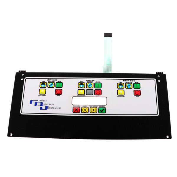 A black rectangular electronic control panel with buttons.