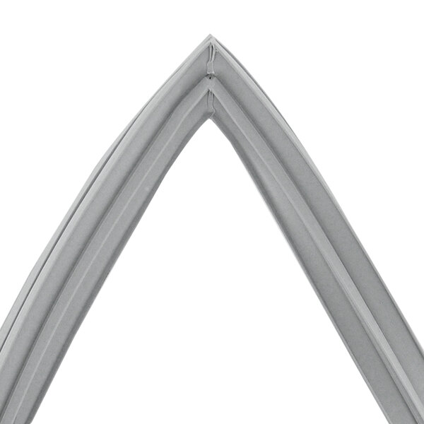A grey triangle shaped gasket with a white background.