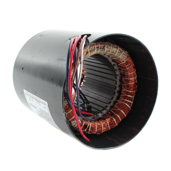 A round black cylinder with wires inside.
