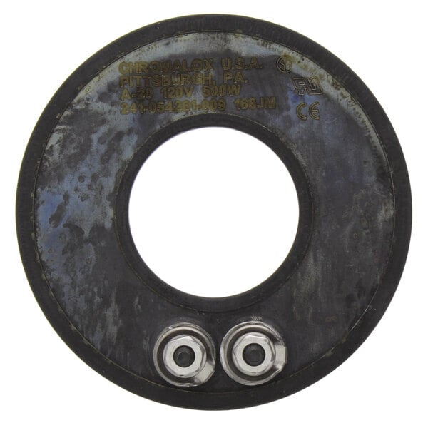 A circular metal APW Wyott 1403020 element with two screws.