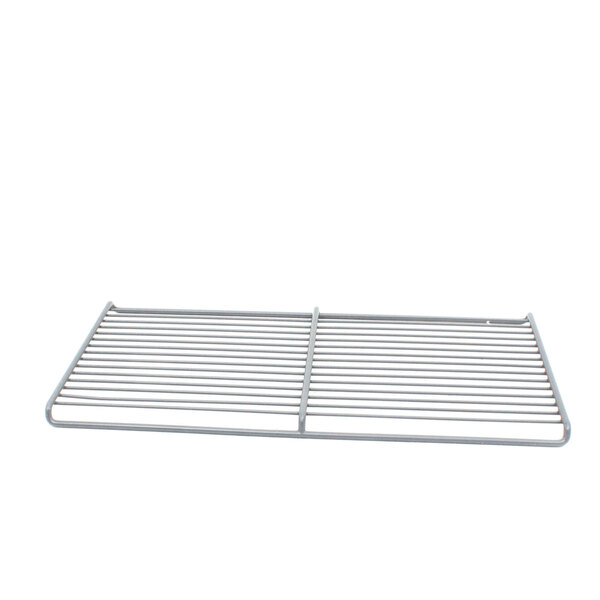A Perlick coated metal shelf with a wire grid.