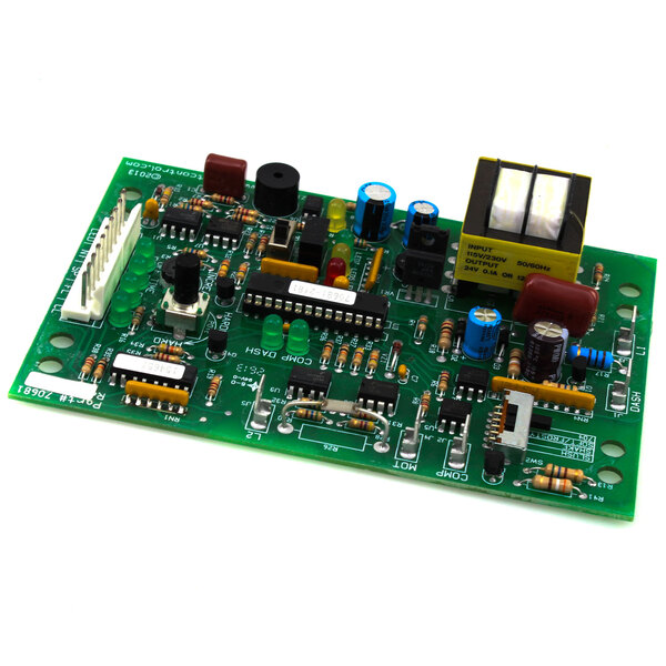 A green circuit board for a SaniServ slushy machine.