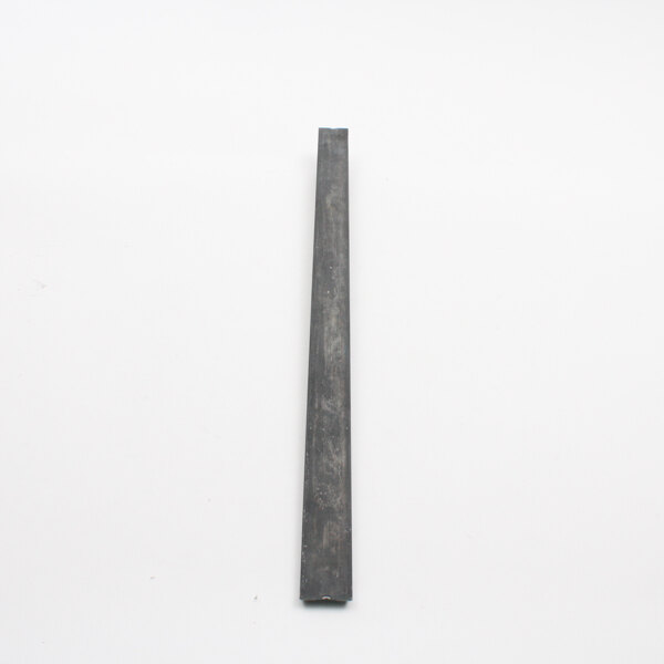 A long metal bar with a black handle on a white background.