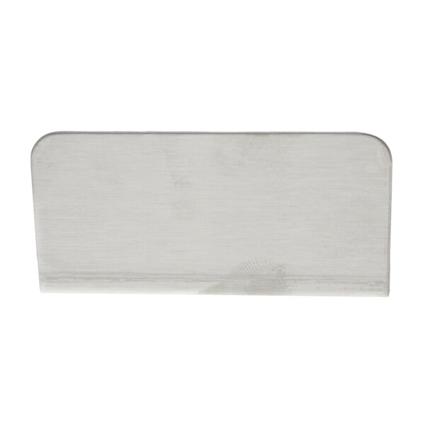 A silver metal rectangular handle with a white background.