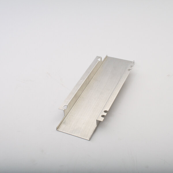 A metal strip with holes on a white background.