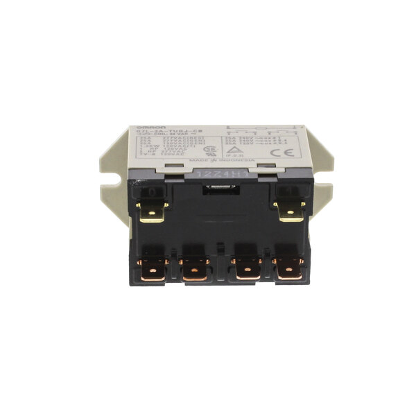 A Pitco 60104701 relay with a black cover over two wires.