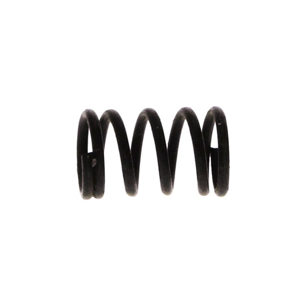 A close-up of a black coil spring