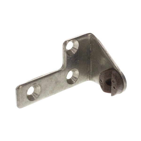 A metal Perlick hinge corner bracket with two holes.