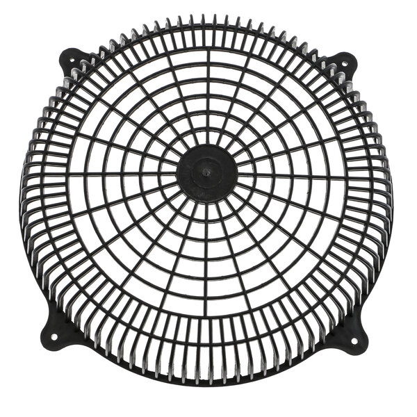 A black International Cold Storage fan guard with a circular pattern.