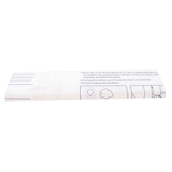 A white rectangular plastic strip with blue writing that says "Marshall Air 142612"