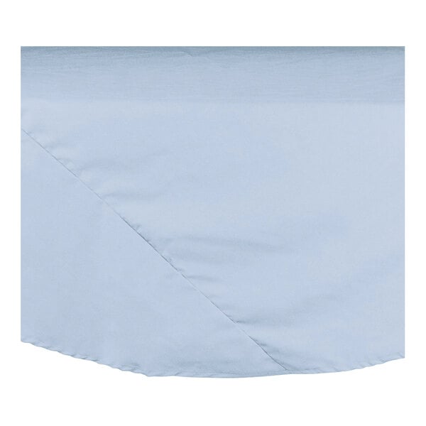 Intedge 132" Round Light Blue Hemmed 65/35 Poly/Cotton Blend Cloth Table Cover
