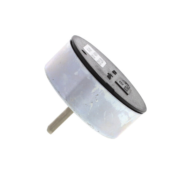 A white round metal Jade Range timer with a metal rod.