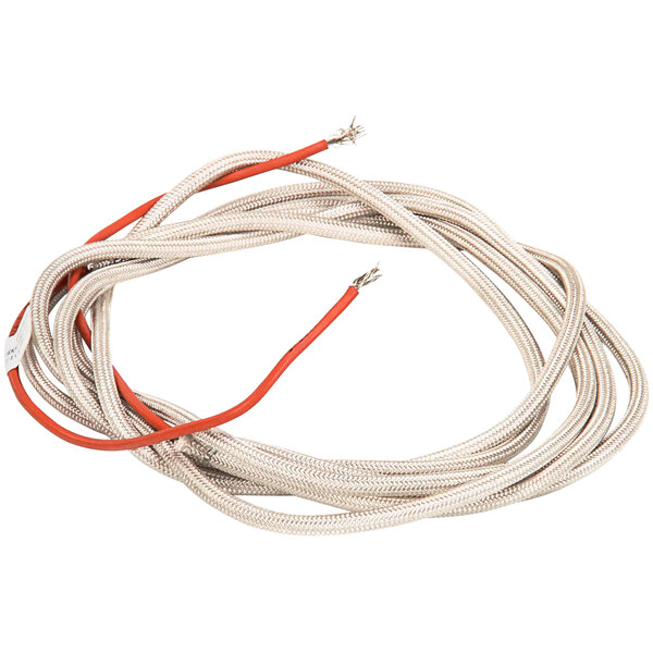 A heat cable with red and white wires.