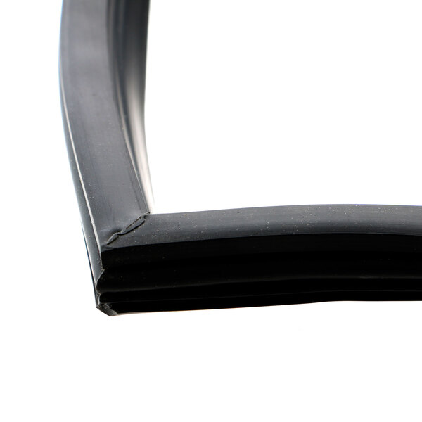 A close up of a black rubber door gasket.