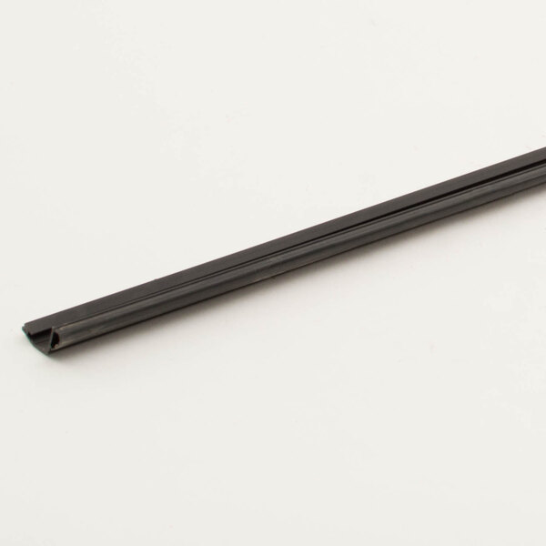 A black plastic rod on a white background.
