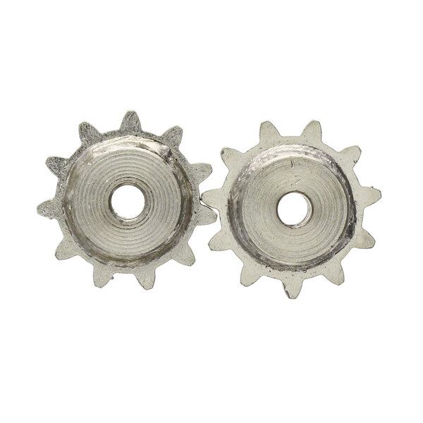 A package of two silver Prince Castle roller cogs.