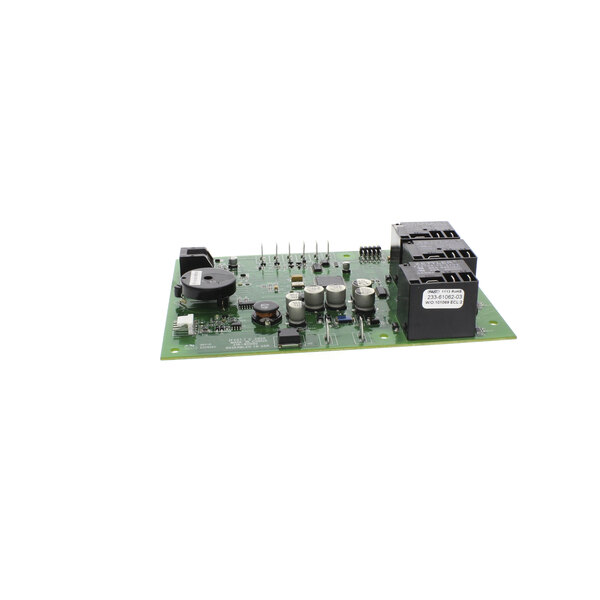 A black APW Wyott main board with a green circuit board, black and silver components, and a white label.