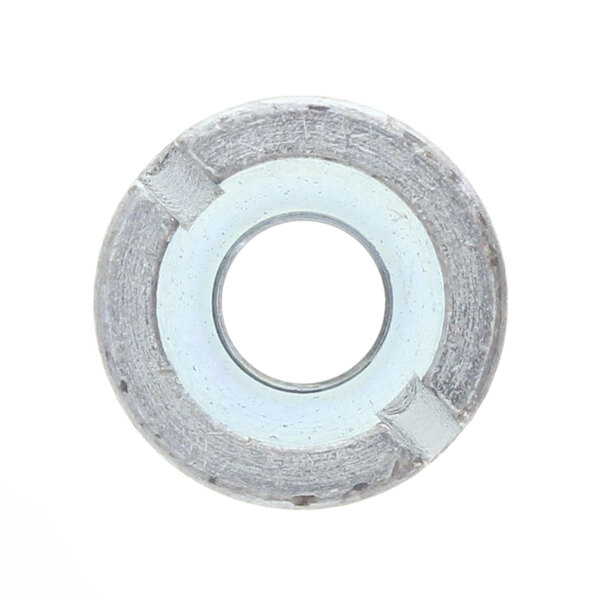 A close-up of a Univex tapered bushing, a round metal object with a hole in the center, on a white background.