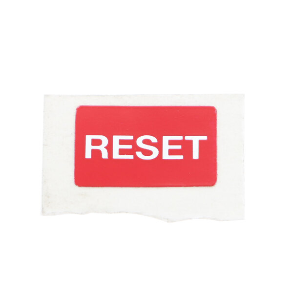 A red rectangular label with white text that says reset.