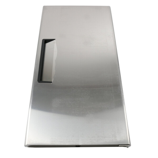 A stainless steel Turbo Air Refrigeration door with a black handle.