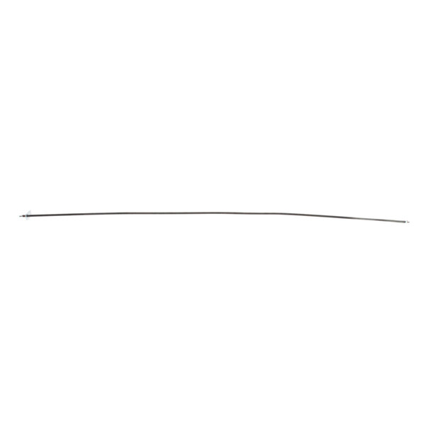A long metal rod with a long thin black wire and a small hook on the end.