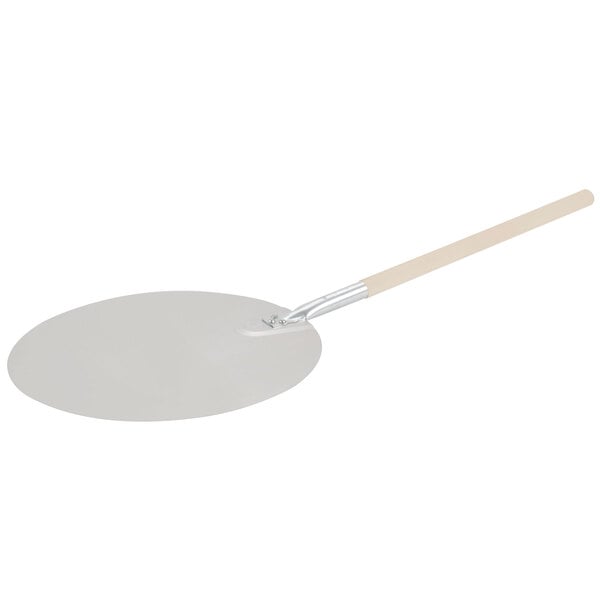An American Metalcraft aluminum pizza peel with a wooden handle.