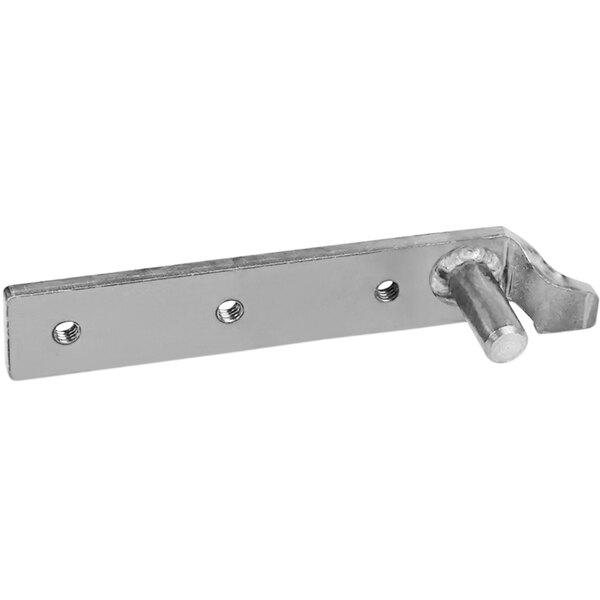 A close-up of a stainless steel Bakers Pride left door arm assembly with a screw.