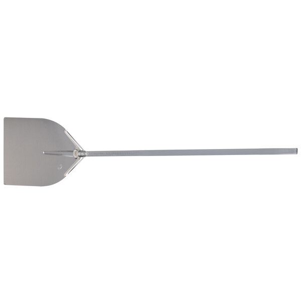 An American Metalcraft silver metal paddle with a long handle.