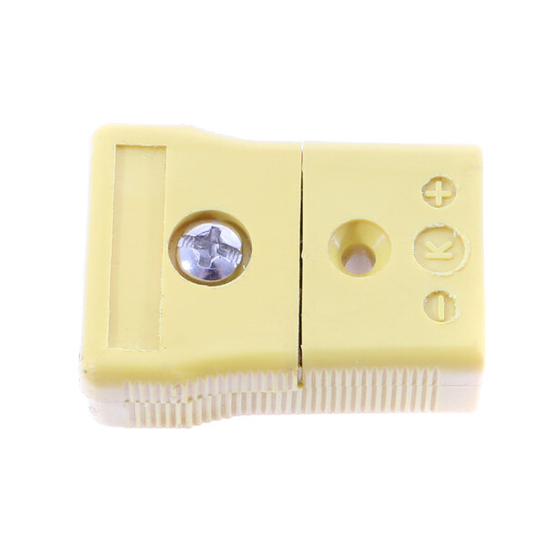 A yellow plastic Middleby Marshall female therm connector with a screw.