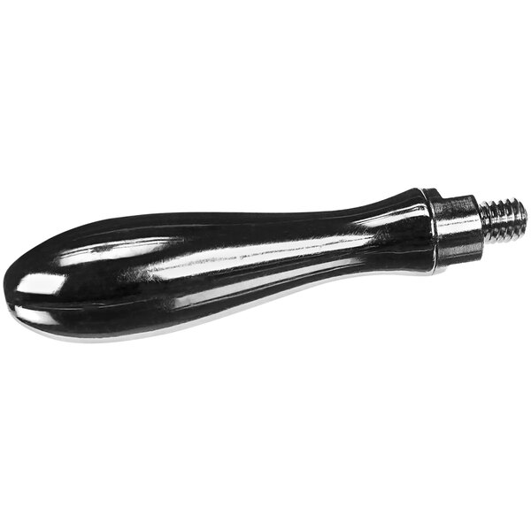 A black plastic Crown Steam handle with a metal screw.