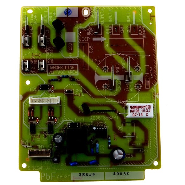 A green Panasonic circuit board with many small electronic components.
