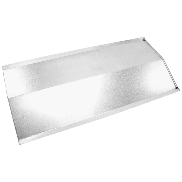 A silver metal Bakers Pride flame diverter slide.