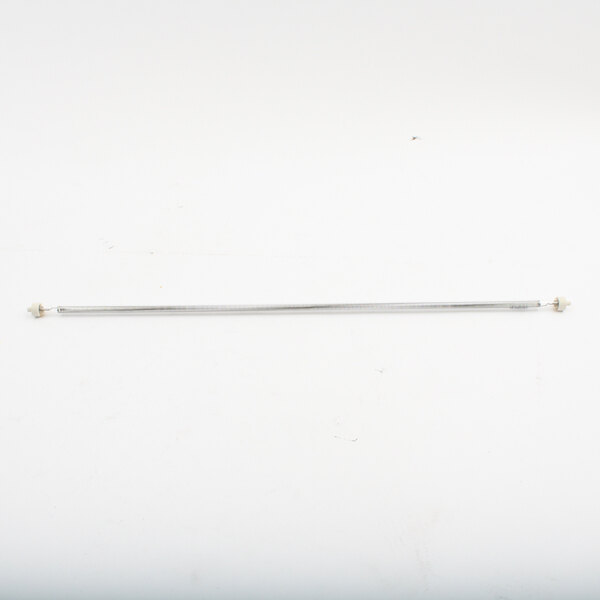 A metal rod with white caps.