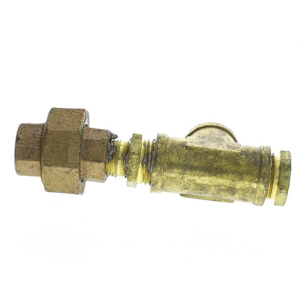 A close-up of a brass Groen pressure switch.