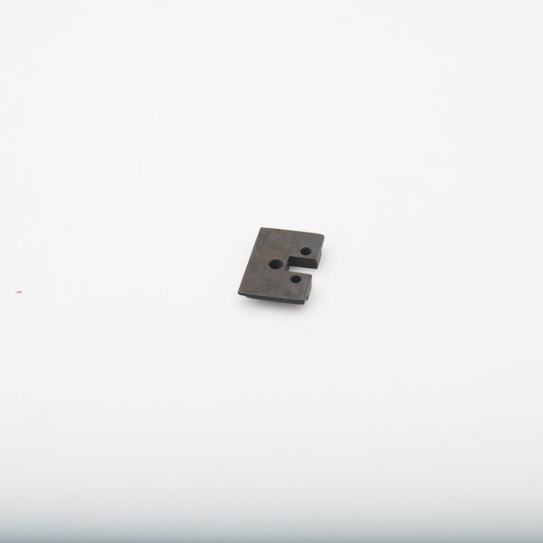 A small black rectangular metal piece with holes.