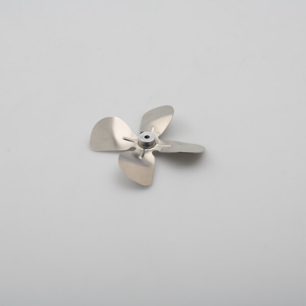 A metal propeller on a white background.