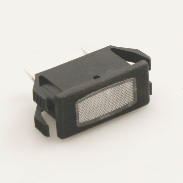 A black rectangular object with a white light on.